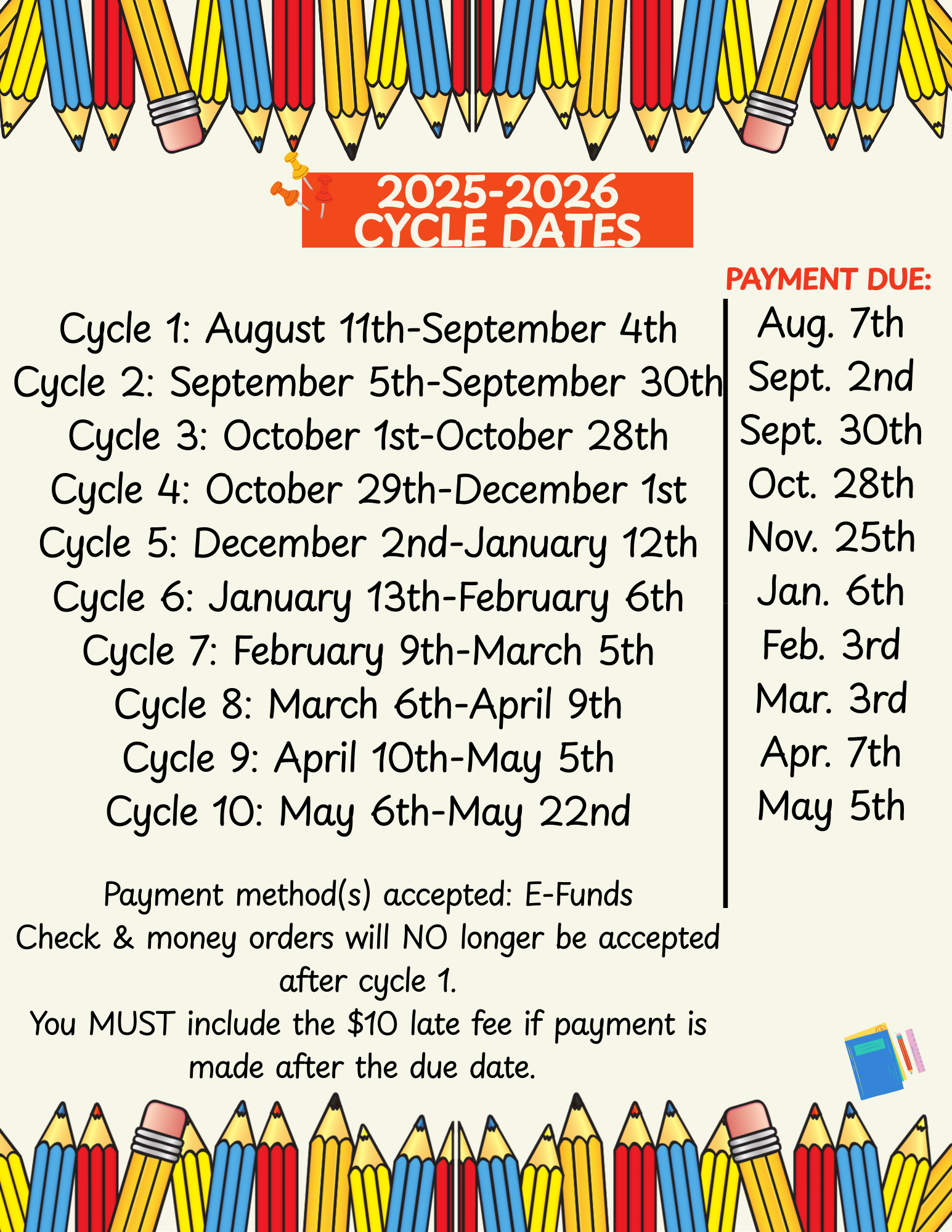 2025-2026 Fee Schedule